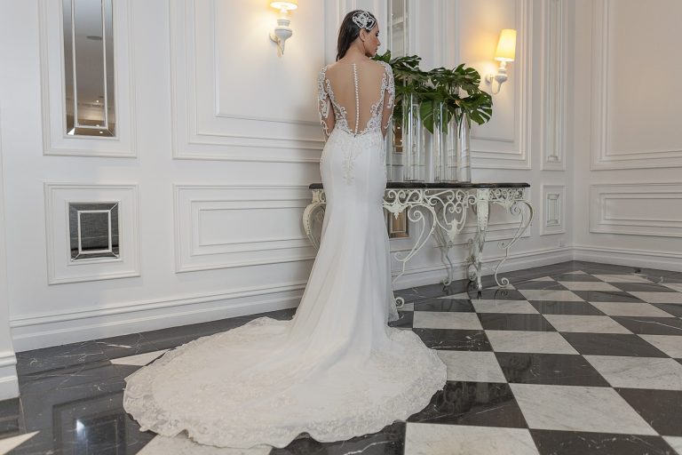 Fitted low back wedding dress Melbourne