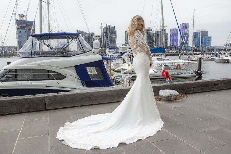 Sheer back wedding dress Melbourne
