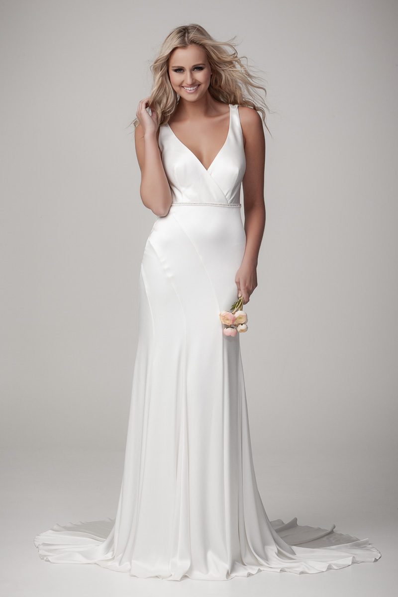 Satin draped wedding Dress