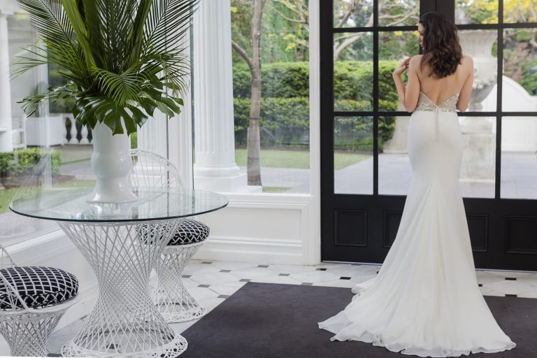 Backless sheath wedding dress Melbourne