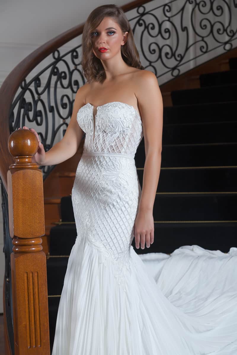 Pearl Beaded Bodice Wedding Gown Melbourne