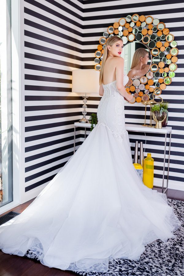 Long train Mermaid wedding dress Melbourne 2025 collection