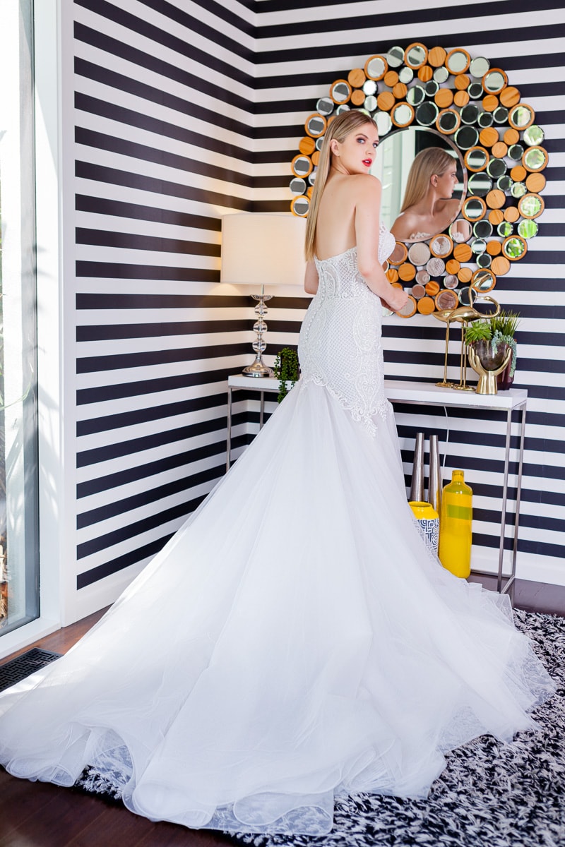 Long train Mermaid wedding dress Melbourne 2025 collection