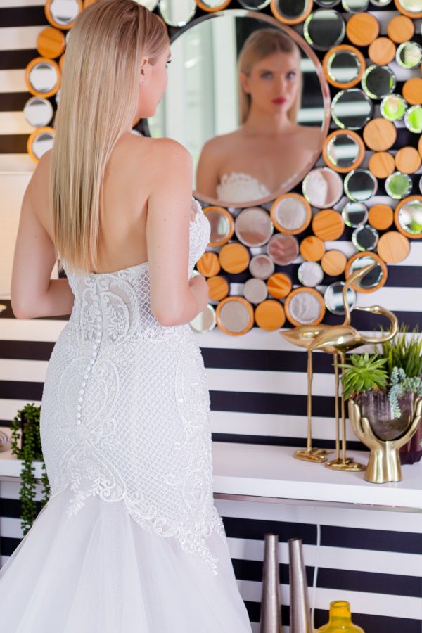 Low Back Illusion hand beaded Wedding gown