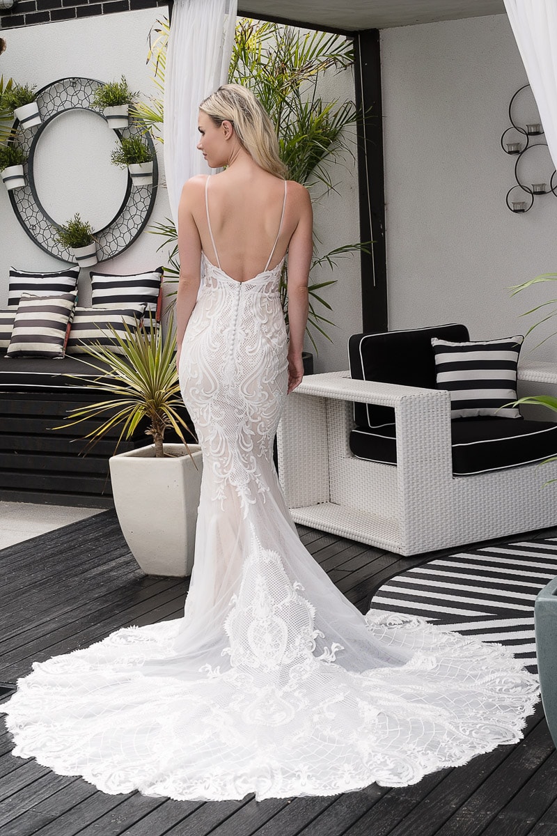 2026 Lace V neck wedding dress with low back