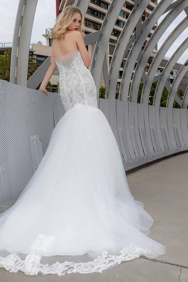 Tulle skirt train wedding dress