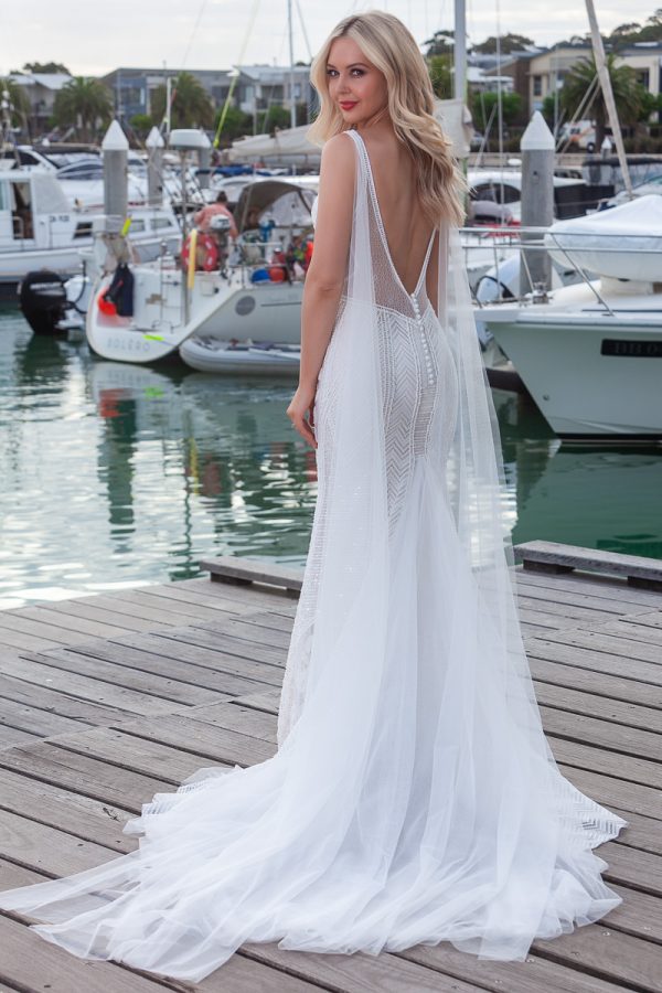 Lace wedding dress Melbourne with V back