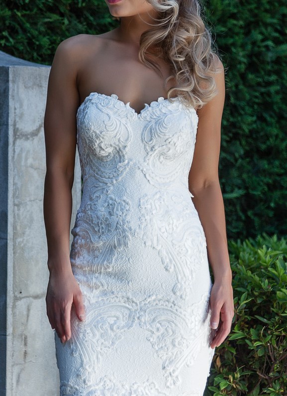 lace work wedding gown