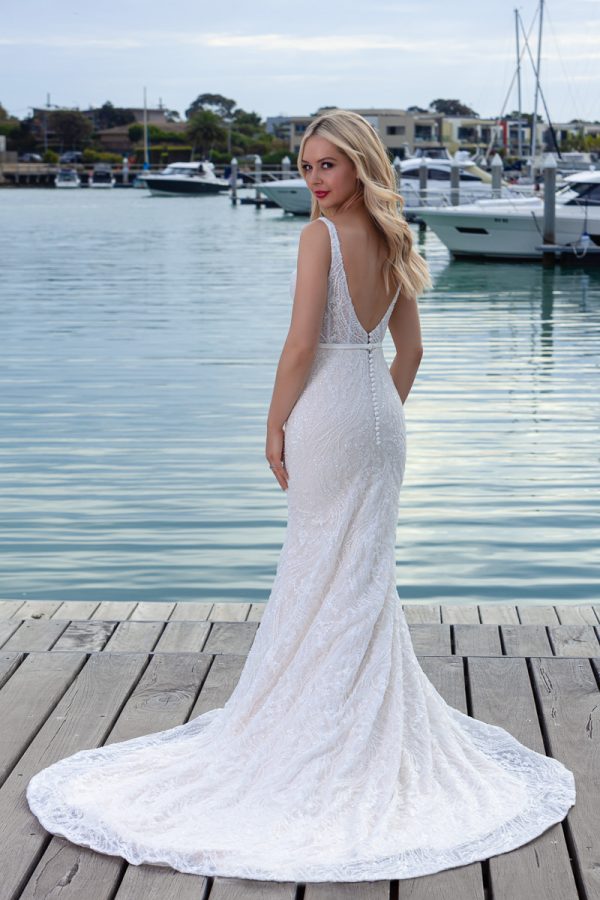 Low V back wedding dress