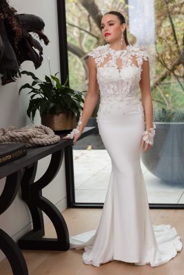 crepe skirt lace wedding dress Melbourne