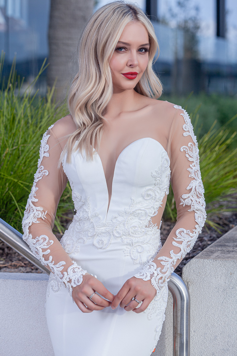 deep v plunge bridal gown Melbourne
