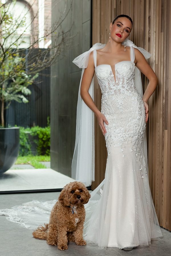 fitted beaded bridal gown Melbourne