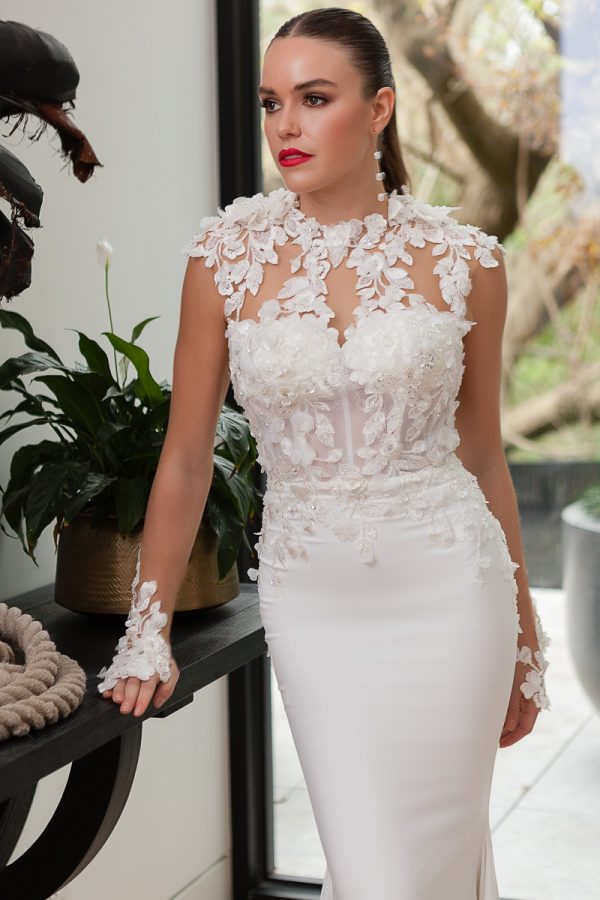 fitted crepe wedding dress Melbourne