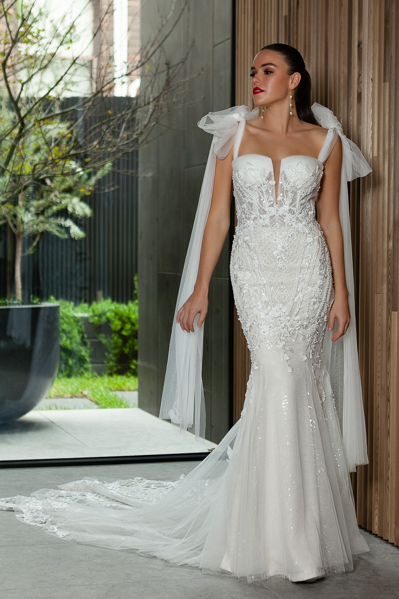 romantic beaded wedding dress