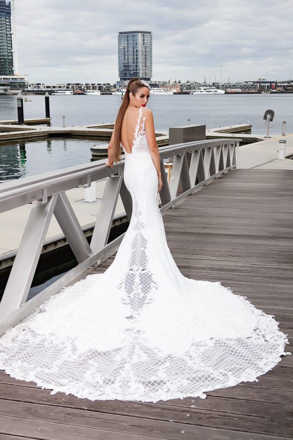 Long train wedding dress