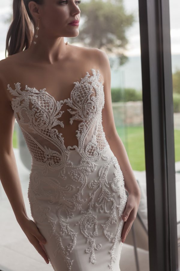 pearl beaded wedding gown