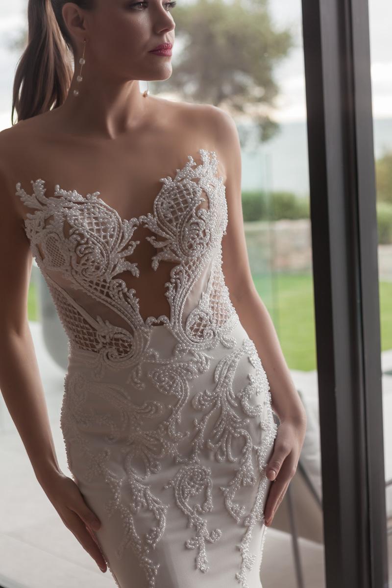 pearl beaded wedding gown