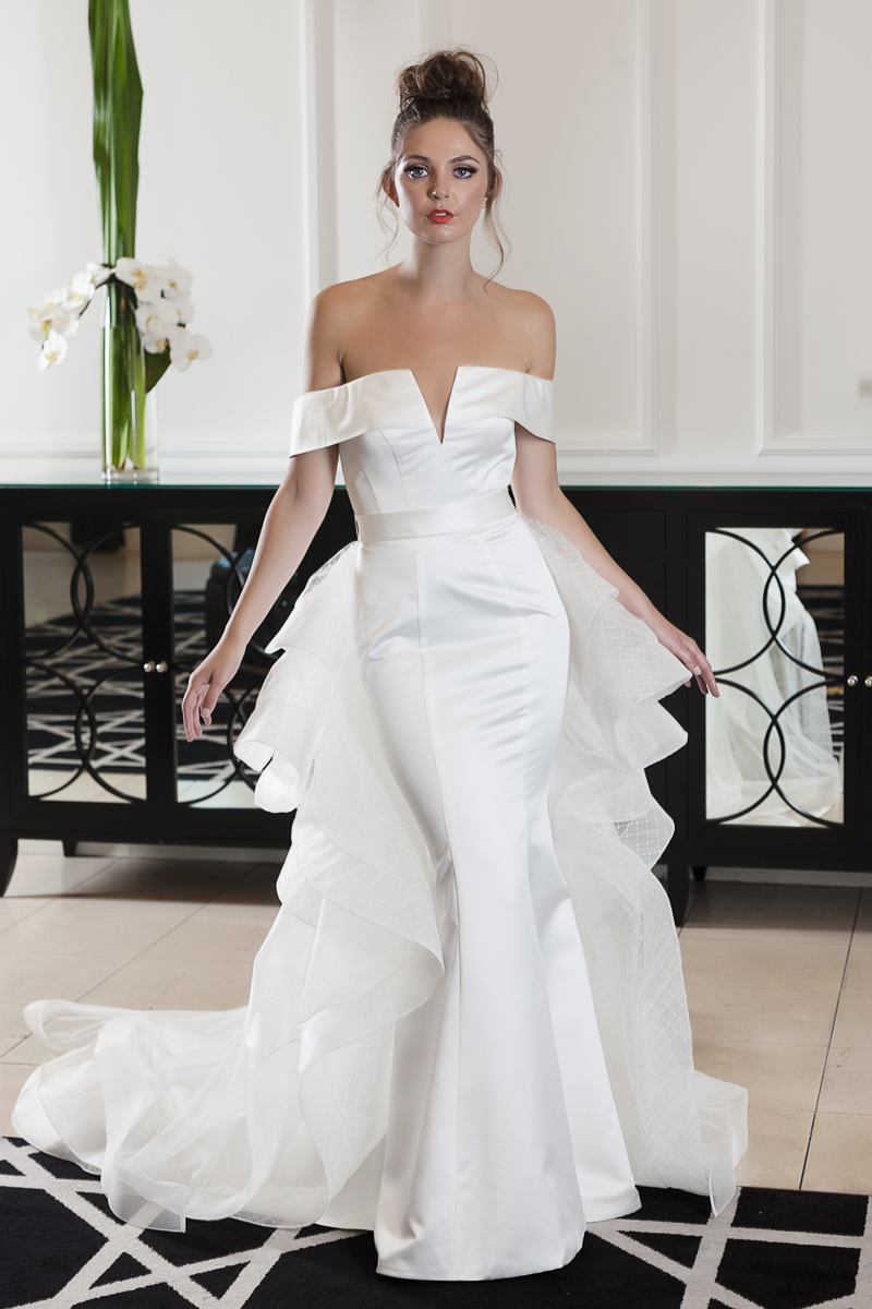 Custom satin wedding gown