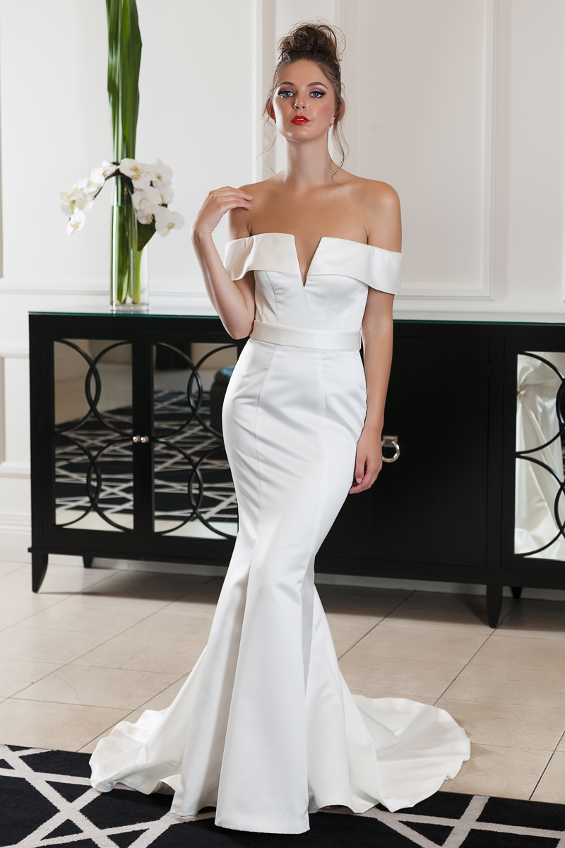Fitted satin wedding dress Melbourne