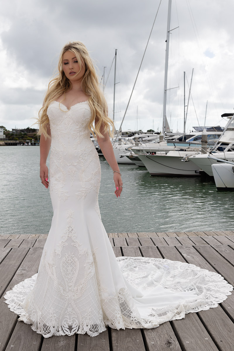 Crepe wedding gown with Beads