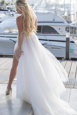 Tulle wedding gown with beading