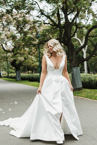 Satin wedding dress with low back satin wedding dress