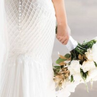 Hand beaded pearl on wedding dress